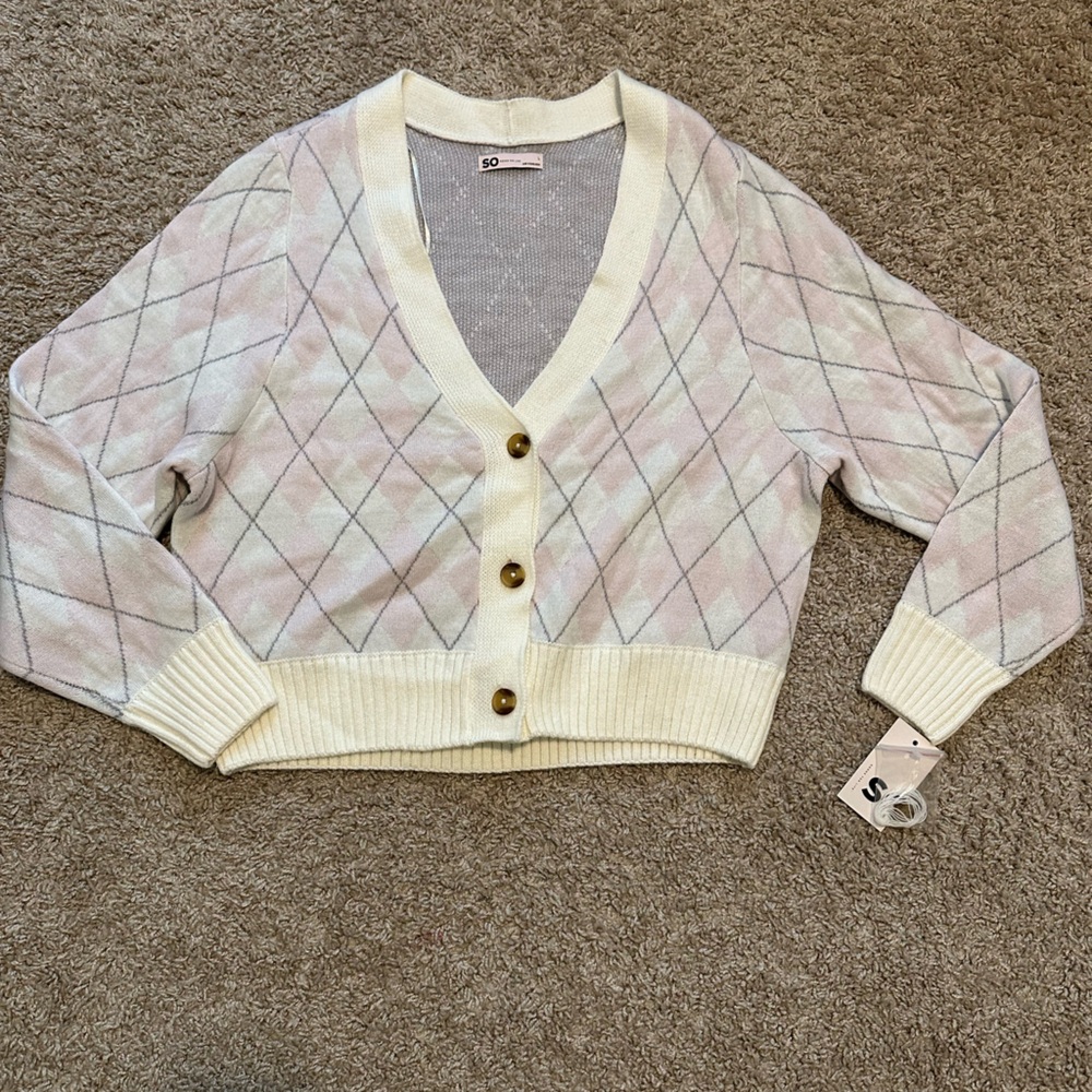 SO crop argyle cardigan - brand new